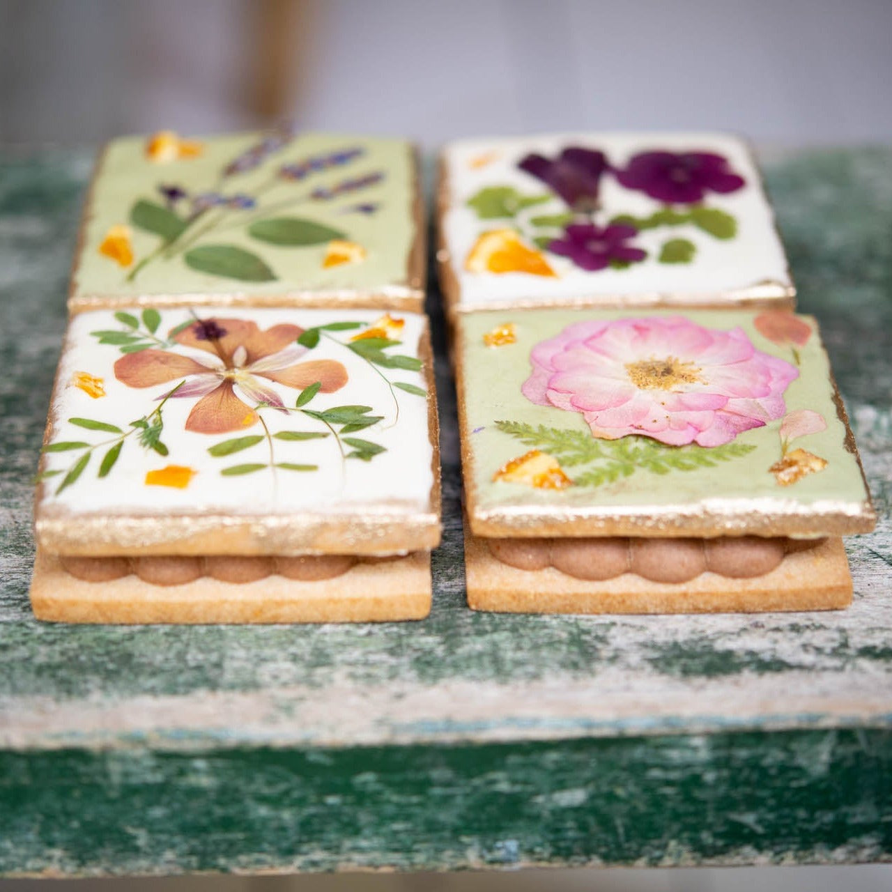 Chocolate and Spiced Orange Floral Sandwich Biscuit