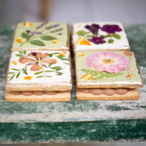 Chocolate and Spiced Orange Floral Sandwich Biscuit